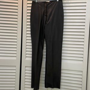 Real leather black straight leg pants.